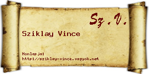 Sziklay Vince névjegykártya